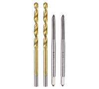 QUARKZMAN Set Maschi e Punte Trapano Metriche, 2pz M3 x 0.5 Maschi per Filettatura a Scanalatura Diritta e 2pz 3mm Punte Trapano Elicoidali Rivestito Titanio, Filettatura Maschiatura HSS6542