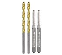 QUARKZMAN Set Punte Maschio e Trapano, 2pz 5-40 UNC Maschi per Filettatura a Scanalatura Diritta e 2pz 2,6mm Punte Trapano Elicoidali Rivestito in Titanio, Filettatura Maschiatura HSS6542