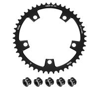 QUARKZMAN Set Tiara Catena Bici 130BCD 46T Rotonda Stretto Largo Singola in Alluminio con Doppio Foro 5 Bulloni per Bici da Strada 9/10/11 velocità