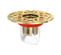 QUARKZMAN Sifone Antiodore Per Pavimento, Coprisifone ABS Tappo Doccia Preventore Di Riflusso Adatto Per Tubi Da 1.3-1.7" Bagno Cucina, Oro/Trasparente