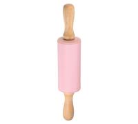 QUARKZMAN Silicone Mattarello per Pasticceria 9" Legno Manico Antiaderente Mattarello Piccolo Rullo Pasta Mattarello per Impasto Pizza Pasticceria Cucina Fondente Rosa