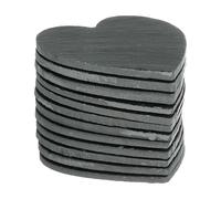 QUARKZMAN Sottobicchieri in Ardesia,12pz 100x100mm - Sottobicchieri Dritti in Pietra a Forma di Cuore per Incisione Fatti a Mano con Fondo Antigraffio per Drink Caffè Bar Cucina (Nero)