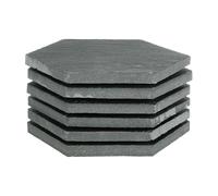 QUARKZMAN Sottobicchieri in Ardesia,6pz 100x87mm - Sottobicchieri Dritti in Pietra a Forma di Esagono per Incisione Fatti a Mano con Fondo Antigraffio per Drink Caffè Bar Cucina (Nero)