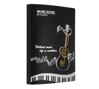 QUARKZMAN Spartiti Cartella 80 Buste Espositore 160 Pagine Raccoglitore Spirale Organizzatore Formato Lettera 8.5 x 11 Carta A4 Documenti Contenitore Borsa (Spartiti Musicali Neri)