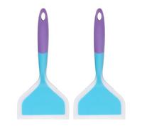 QUARKZMAN Spatola Silicone 2 Pezzi Blu/Viola | Antiaderente, Resistente al Calore, per Tamagoyaki, per Omelette Larga, per Pancake, per Cucina, per Uova, per Pizza, per