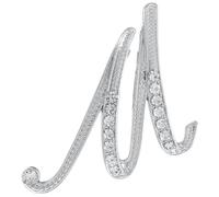 QUARKZMAN Spilla A Lettera Pins, A-Z 26 Lettere Spille Metallic Con Pietre, Spilla A Cristalli Alphabeto Per Donne Uomini Decorazioni Giacca Regalo(Lettera M, Argento)