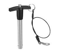 QUARKZMAN Spille di Bloccaggio a Maniglia T, Diametro Perno 15/32", Lunghezza Utilizzo 3-5/32" Perno Rilascio Rapido in Acciaio Inossidabile con Cavo Sicurezza (12mm-80mm)