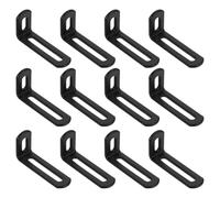 QUARKZMAN Staffe Angolari 12 Pezzi 2.6"x1.2"x0.7" Nere Acciaio | Regolabile, Scanalata, con Angolo 90 Gradi e forma a L, Supporto per Scaffali e Costruzione di Mobili in Legno