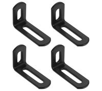 QUARKZMAN Staffe Angolari 2"x1,2"x0,7" 4 Pezzi Acciaio Nero Opaco | Regolabili, Scanalate, a L 90 Gradi, per Scaffali, Costruzione Mobili in Legno