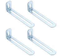 QUARKZMAN Staffe Angolari 3.9"x1.2"x0.7" 4 Pezzi Acciaio Argento | Regolabili, Scanalate, 90 Gradi, Supporto a L, per Scaffali e Costruzione di Mobili in Legno
