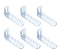 QUARKZMAN Staffe Angolari 6 Pezzi 2.6"x1.2"x0.7" 90 Gradi a L Acciaio | Regolabili e Scanalate, Supporto per Staffa, per Scaffali e Costruzione Mobili in Legno, Argento