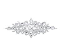 QUARKZMAN Strass Cristallo Applique, Cucire Decorazione Abito Sposa con Applique per Festa Cerimonia Ballo Fai-Da-Te Donne, Bianco, Argento, 1pz