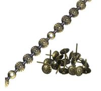 QUARKZMAN Strisce Puntine Tappezzeria, Decorazioni Unghie Decorative Forma Fiore da 1Metro per Mobili per Testiera Divani e Sedie Chiodi Tappezzeria (11mm Bronzo)