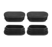 QUARKZMAN Tappi per Fori in Plastica, 4Pz 50x25mm Tappo per Estremità Tubo Ovale, Tappo per Inserimento Tubo, Coperture Foro per Gambe di Tavolo e Sedia, Tubi Metallici, Recinzioni, Nero