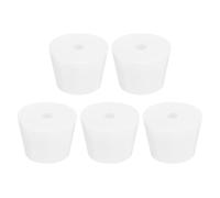 QUARKZMAN Tappo Conico In Gomma Siliconica 32mm A 42mm Tappi Per Provette Con Foro Bianco Per Laboratorio Casa 5 Pezzi
