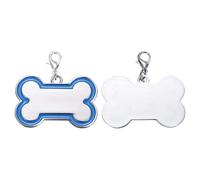 QUARKZMAN Targhette ID Animale Domestico Forma Osso, 45x30mm Metallo Personalizzate Incise Entrambi Lati Targhette Vuote Timbratura Forniture per Incidere Nome Numero Targhette Cani (Blu)