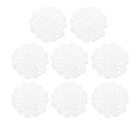 QUARKZMAN Tessuto Sottobicchiere, 8pz 4" - Cotone Intrecciato Uncinetto Centrini, Pizzo Ricamo Tazza Tappetino con Motivo Floreale per Matrimonio Decorazione Festa (Bianco)