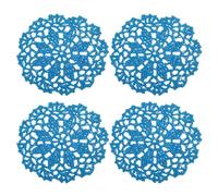 QUARKZMAN Tessuto Sottobicchieri 4pz 4" - Cotone Tessuto Uncinetto Centrini Pizzo Ricamo Coppa Tappetino con Floreale Motivo per Matrimonio Festa Decorazione (Cielo Blu)