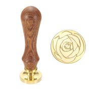 QUARKZMAN Timbro A Cera Vintage Testa In Ottone Floreale 25mm Rose04 | Per Personalizzare Buste Di Halloween Natale Matrimonio Inviti Sigillatura, E Manico In Legno