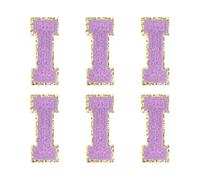 QUARKZMAN Toppe Lettere Chenille 2.2" Autoadesive Lettera I Toppe Ricamate Cucire Adesivi Lettere Applique per Riparare Abbigliamento Jeans Scarpe Cappello DIY (Viola, Confezione da 6)