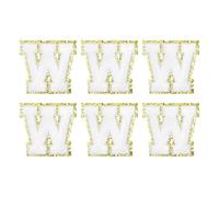 QUARKZMAN Toppe Lettere in Chenille 2.2" Autoadesive Alfabeto con Adesivo Toppe Ricamate Cucire Adesivi Lettere Applicazione per Riparare Vestiti Jeans Scarpe DIY(Bianco, Confezione da 6)