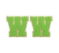 QUARKZMAN Toppe Lettere in Chenille 2.2" Autoadesive Alfabeto con Stick On Toppe Ricamate Cucire Adesivi Lettere Applicazione per Riparare Vestiti Jeans Scarpe DIY (Verde, Confezione da 2)