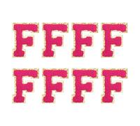 QUARKZMAN Toppe Lettere in Chenille 2.2" Autoadesive Alfabeto F Toppa Ricamata Adesivi Lettere Cucire Applicazione per Riparare Vestiti Jeans Scarpe Cappello DIY(Rosa Rosso, Confezione da 8)