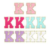 QUARKZMAN Toppe Lettere in Chenille 2.2" Autoadesive Alfabeto K Toppe Ricamate Adesive Lettere Applique per Riparare Vestiti Jeans Scarpe Cappello (Multicolore, Confezione da 10)