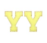 QUARKZMAN Toppe Lettere in Chenille 2.2" Autoadesive Alfabeto Y Toppe Ricamate Adesive Lettere Applica per Riparare Abbigliamento Jeans Scarpe Cappello DIY (Giallo, Confezione da 2)