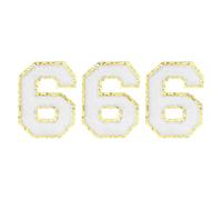QUARKZMAN Toppe Numerate in Chenille 4.4" Autoadesive Numero 6 Toppe Ricamate A Ferro Applicazione Cucita Adesivi Lettere Applique per Riparare Abbigliamento DIY(Bianco, Confezione da 3)
