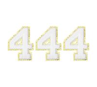 QUARKZMAN Toppe Numeriche in Chenille 4.4" Autoadesive Numero 4 Toppa Ricamata Cucita Adesivi Lettere Applicazione per Riparare Vestiti Jeans Scarpe Cappello DIY(Bianco, Confezione da 3)
