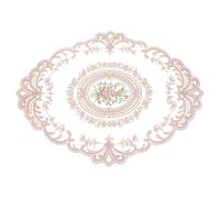 QUARKZMAN Tovaglietta in Pizzo Retrò Ovale Ricamata 16x22 pollici Sottobicchieri in Pizzo Francese all'Uncinetto Sottobicchieri Tazza per Casa Matrimonio, Rosa Polveroso