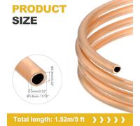QUARKZMAN Tubo In Rame T2 0.01"ID x 1/16"OD x 5Ft, Tubo Di Refrigerazione In Rame Puro Al 99% Senza Saldature Spirale Flessibile Per Sistemi HVAC, Condizionatore, Frigorifero, Industria, DIY
