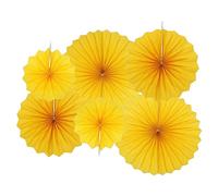 QUARKZMAN Ventagli Carta Appendere Festa Set 6pz Rotondo Modello Ventagli Carta Appendere Decorazione per Casa Negozio Parete Compleanno Matrimonio Laurea Eventi (Giallo)