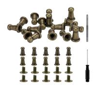 QUARKZMAN Viti a Bottone a Testa Tonda 4mm Rivetti in Pelle in Lega con Punzone Cavo Cacciavite per Riparare Decorare Tessuti Abbigliamento Scarpe Borse Fai Da Te, Bronzo