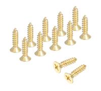 QUARKZMAN Viti A Testa Phillips In Ottone, M5 X 16mm Viti Autofilettanti Piatte Per Legno Per Cerniere Porte, Lavori In Legno E Progetti Fai Da Te (Tonalità Oro, Confezione Da 12)