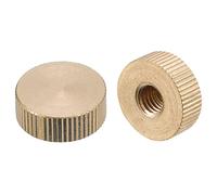 QUARKZMAN Zigrinato Pollice Dadi, 2pz M8 x D20mm x H7mm Ottone Zigrinato Dado Piatto Testa Ceco Foro Blocco Regolazione Dadi per 3D Stampante Parti