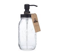 Quart Size Mason Jar Soap and Lotion Dispenser - Black - by Jarmazing Products - Made from Rust-Proof Stainless Steel