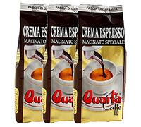 QUARTA Caffè varietà CREMA ESPRESSO MACINATO - Caffè DI MISCELA ARABICA 250gr Carattere forte e aromi floreali, animo ricco e corposo - 3 confezione da 250gr. Prodotto in Puglia, Salento