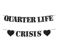 Quarter Life Crisis Banner Nero Glitter Divertente Festa di Compleanno Decorazioni 25° Compleanno Garland Alles Gute zum Geburtstag Party Accessori per il 25° compleanno