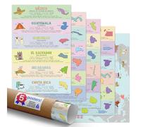 Quarterhouse - Set di poster per studenti e insegnanti di lingua spagnola con mappa, 45,7 x 30,5 cm, extra durevoli