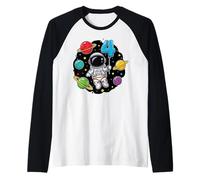 Quarto Compleanno Astronauta Pianeti 4° Carino Spazio Adorabile Maglia con Maniche Raglan