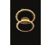 QUARTZ HALO applique a parete 2 cerchi oro satinato, LED 34W, 3000K, LM 2720, Cristallo di Rocca, Diam. 62,5 H 40 cm, dimmerabile