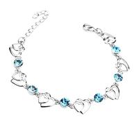 Quarzo Bracciale Blu Messaggio Anelli Argento, decorato con doppio cuore e ametista. Bracciale regolabile, ideale per un compleanno o qualsiasi altra occasione. Messaggi Bracciale Bracciale Uomo