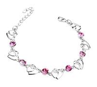 Quarzo Bracciale Blu Messaggio Anelli Argento, decorato con doppio cuore e ametista. Bracciale regolabile, ideale per un compleanno o qualsiasi altra occasione. Messaggi Bracciale Bracciale Uomo