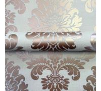 Carta Da Parati Damascata In Quarzo Oro Rosa - Fine Decor FD42204 Glitter Nuovo