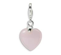 Quarzo Rosa Cuore Ciondolo .925 Argento Sterling 3D Click Su Amore La Vita
