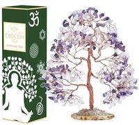 Quarzo rosa e ametista cristallo albero della vita pietra preziosa albero agata geode base pietra curativa e cristalli decorazione spirituale per la casa regalo di compleanno per donne e sorelle.