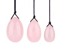 Quarzo rosa naturale Yoni Egg Jade Eggs Donne Kegel Ginnico Muscoli Stringere Palla Jade Massager Crystal Kegel Eggs, Yoni Wand decorazione della stanza (Color : Drilled Egg No Box)