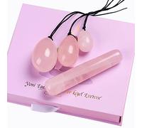 Quarzo Rosa Naturale Yoni Egg Set Uovo di Giada Muscolo Rassodante Esercizio di Kegel Crystal Yoni Bacchetta Pietra da Massaggio Femminile,Bacchetta Yoni Collezioni di casa (Color : Undrilled Eggs-la